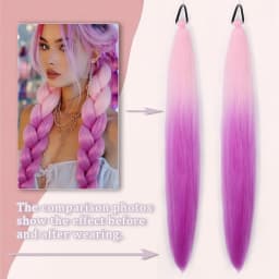 Synthetic Colorful Ponytail Extension 1Pcs Long Straight DIY Braided Pony Tail Hairpiece with Rubber Band Women Hair Accessories