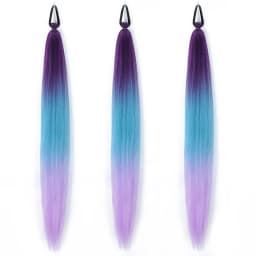 Synthetic Colorful Ponytail Extension 1Pcs Long Straight DIY Braided Pony Tail Hairpiece with Rubber Band Women Hair Accessories