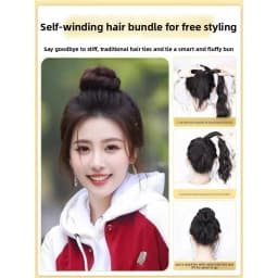 Solid Color Lady Synthetic Fiber Winding Ball Hair Ring Wig Bud Hair Bun Natural Fluffy Hair Volume Low Tie Fluffy Wig Hair Bag