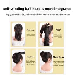 Solid Color Lady Synthetic Fiber Winding Ball Hair Ring Wig Bud Hair Bun Natural Fluffy Hair Volume Low Tie Fluffy Wig Hair Bag