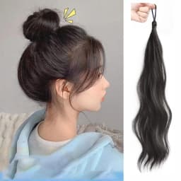 Solid Color Lady Synthetic Fiber Winding Ball Hair Ring Wig Bud Hair Bun Natural Fluffy Hair Volume Low Tie Fluffy Wig Hair Bag