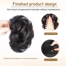 Synthetic wig clip with bun head short and long curly hair clip style flower bud fluffy and fashionable bun head
