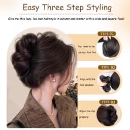 Synthetic wig clip with bun head short and long curly hair clip style flower bud fluffy and fashionable bun head