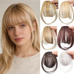 Thin Blunt Bangs Clip-On Synthetic Hair Extension Natural Looking Instant Hairstyle Quick Style Hairpiece Daily & Party