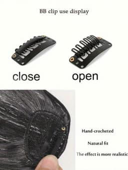 Thin Blunt Bangs Clip-On Synthetic Hair Extension Natural Looking Instant Hairstyle Quick Style Hairpiece Daily & Party