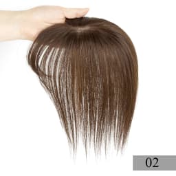 Brown Human Hair Topper With Bangs Women 5x9cm Natural Black Highlights Blonde Skin Scalp Clip in Topper Hair Pieces Human Hair
