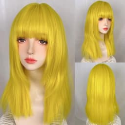 Green Blue Synthetic Long Straight Women Wig with Bangs Lolita Cosplay Fluffy Heat Resistant Wig for Daily Party