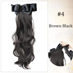 Elegant Synthetic Silk Bowknot Banana Claw Clip Ponytail Wig With Grab Clip Long Wavy Layered Ponytail for Women Daily Party Use