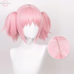 Madoka Kaname Cosplay Wigs Pink 30cm Short Clip Ponytails Kaname Madoka Anime Wig Cosplay Heat Resistant Synthetic Hair