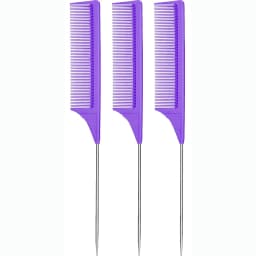 3pcs Professional Pointed Tail Salon Ponytail Comb Anti-Static Hair Comb Steel Needle Mouse Tail Comb Special for Real Hair Wigs