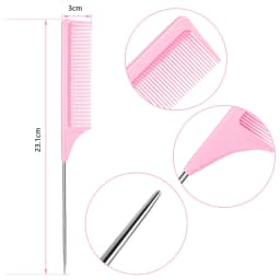 3pcs Professional Pointed Tail Salon Ponytail Comb Anti-Static Hair Comb Steel Needle Mouse Tail Comb Special for Real Hair Wigs