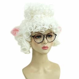 REEWES White Curly Wig For Cosplay Dawn Sheep Synthetic Wig Costume Glasses Hairband Zoo Anime Carnival 100 DAY OF Party
