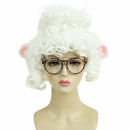 REEWES White Curly Wig For Cosplay Dawn Sheep Synthetic Wig Costume Glasses Hairband Zoo Anime Carnival 100 DAY OF Party