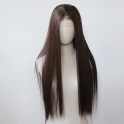 Ashely 13*4 Dark Brown Synthetic Lace Front Wigs Brown Long Straight Lace Front Wig for Women Pre Plucked Natural Hairline