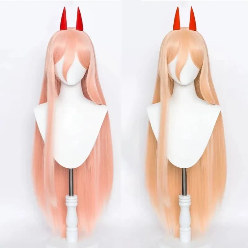 Anime Maakima Poower Cosplay Wig Long Orange Pink Heat Resistant Synthetic Hair Party Role Play Wigs