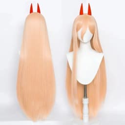 Anime Maakima Poower Cosplay Wig Long Orange Pink Heat Resistant Synthetic Hair Party Role Play Wigs