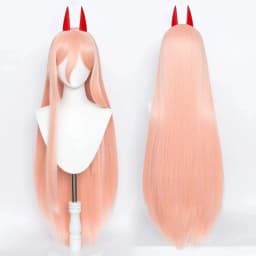 Anime Maakima Poower Cosplay Wig Long Orange Pink Heat Resistant Synthetic Hair Party Role Play Wigs