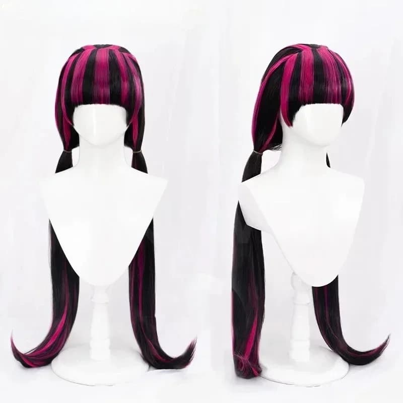 High Quality Movie Draculaura Cosplay Wig Long Straight Black Rose Pink Heat Resistant Synthetic Hair Anime Wigs