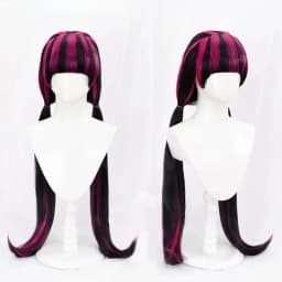 High Quality Movie Draculaura Cosplay Wig Long Straight Black Rose Pink Heat Resistant Synthetic Hair Anime Wigs