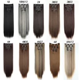 24Inch 16 Clips in Hair Extensions Long Straight Hairstyle Blonde Black Hairpieces Heat Resistant False Hair Daily Use Cosplay