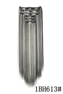 24Inch 16 Clips in Hair Extensions Long Straight Hairstyle Blonde Black Hairpieces Heat Resistant False Hair Daily Use Cosplay