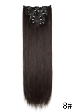 24Inch 16 Clips in Hair Extensions Long Straight Hairstyle Blonde Black Hairpieces Heat Resistant False Hair Daily Use Cosplay