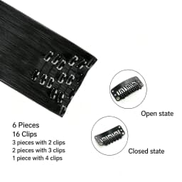 24Inch 16 Clips in Hair Extensions Long Straight Hairstyle Blonde Black Hairpieces Heat Resistant False Hair Daily Use Cosplay