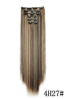 24Inch 16 Clips in Hair Extensions Long Straight Hairstyle Blonde Black Hairpieces Heat Resistant False Hair Daily Use Cosplay