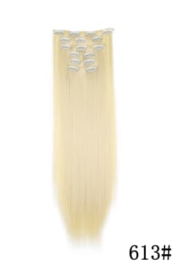 24Inch 16 Clips in Hair Extensions Long Straight Hairstyle Blonde Black Hairpieces Heat Resistant False Hair Daily Use Cosplay