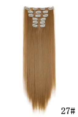 24Inch 16 Clips in Hair Extensions Long Straight Hairstyle Blonde Black Hairpieces Heat Resistant False Hair Daily Use Cosplay