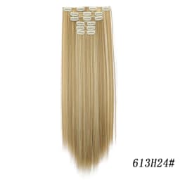 24Inch 16 Clips in Hair Extensions Long Straight Hairstyle Blonde Black Hairpieces Heat Resistant False Hair Daily Use Cosplay