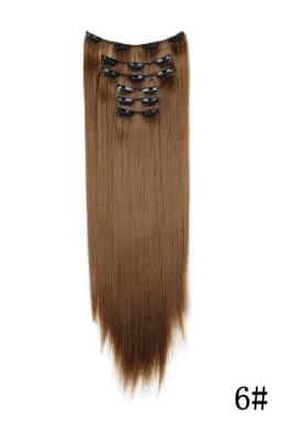 24Inch 16 Clips in Hair Extensions Long Straight Hairstyle Blonde Black Hairpieces Heat Resistant False Hair Daily Use Cosplay