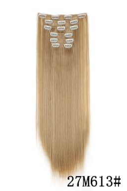 24Inch 16 Clips in Hair Extensions Long Straight Hairstyle Blonde Black Hairpieces Heat Resistant False Hair Daily Use Cosplay