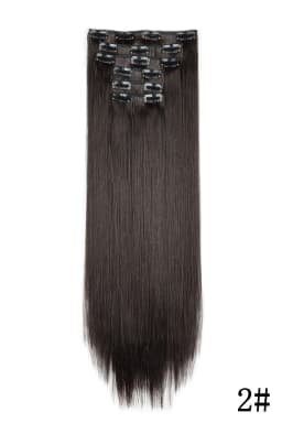 24Inch 16 Clips in Hair Extensions Long Straight Hairstyle Blonde Black Hairpieces Heat Resistant False Hair Daily Use Cosplay