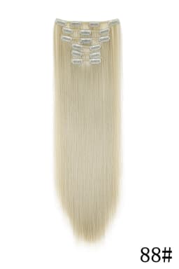24Inch 16 Clips in Hair Extensions Long Straight Hairstyle Blonde Black Hairpieces Heat Resistant False Hair Daily Use Cosplay