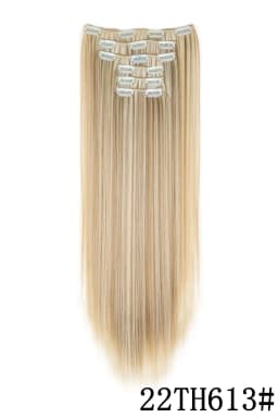 24Inch 16 Clips in Hair Extensions Long Straight Hairstyle Blonde Black Hairpieces Heat Resistant False Hair Daily Use Cosplay