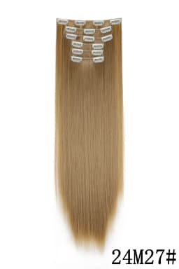 24Inch 16 Clips in Hair Extensions Long Straight Hairstyle Blonde Black Hairpieces Heat Resistant False Hair Daily Use Cosplay