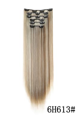 24Inch 16 Clips in Hair Extensions Long Straight Hairstyle Blonde Black Hairpieces Heat Resistant False Hair Daily Use Cosplay