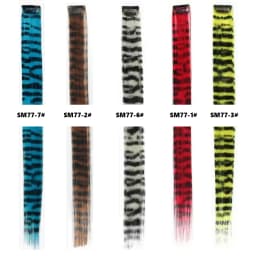 Stripe Printed Clip in Hair Extensions Colorful Synthetic Hair Highlights 18 Inches Straight Wig Hairpieces for Daily Use Party