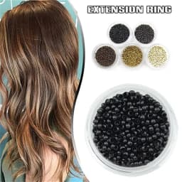 1000pcs Nano Ring Microlinks Hair Extensions Kit, Micro Beads Pulling Hook & Microbead Loop Tool, for Hair Extensions