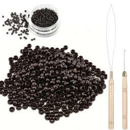 1000pcs Nano Ring Microlinks Hair Extensions Kit, Micro Beads Pulling Hook & Microbead Loop Tool, for Hair Extensions