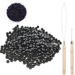 1000pcs Nano Ring Microlinks Hair Extensions Kit, Micro Beads Pulling Hook & Microbead Loop Tool, for Hair Extensions