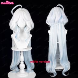 High Quality Focalors Wig Fontaine Furina Cosplay Wig Game Genshin Blue White Heat Resistant Synthetic Hair Anime Wigs + Wig Cap