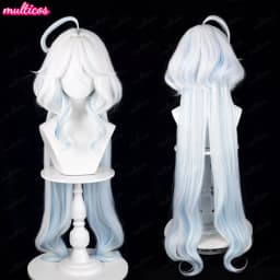 High Quality Focalors Wig Fontaine Furina Cosplay Wig Game Genshin Blue White Heat Resistant Synthetic Hair Anime Wigs + Wig Cap