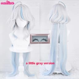 High Quality Focalors Wig Fontaine Furina Cosplay Wig Game Genshin Blue White Heat Resistant Synthetic Hair Anime Wigs + Wig Cap