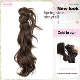 Synthetic Wig Ponytail Extensions Wig Claw Clip Natural Wave Ponytail Hairpieces with Hair Scrunchie for Women Daily Use Hair Pi