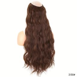 Synthetic Hair Fake Hair Extensions Clip Hairpiece V-Shaped Half Wig Natural Wavy Extension False Strands On Hairpins Women