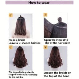 Synthetic Hair Fake Hair Extensions Clip Hairpiece V-Shaped Half Wig Natural Wavy Extension False Strands On Hairpins Women