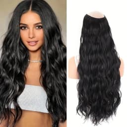 Synthetic Hair Fake Hair Extensions Clip Hairpiece V-Shaped Half Wig Natural Wavy Extension False Strands On Hairpins Women