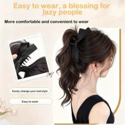 Synthetic Fiber Long Wavy Ponytail Hairpiece Clip In Hair Extension with Bow Easy Wear Volume Hairpiece Natural Look